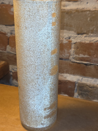 Vintage Sugar Frosted Pillar Glass Candle Holder Cardinal AS IS