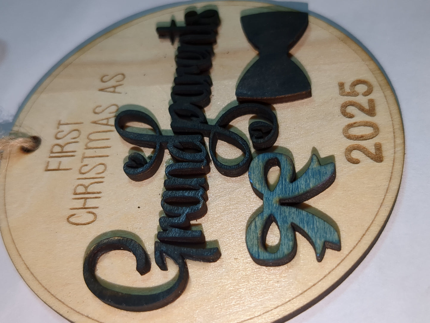 Ornament or car charm "first Christmas as grandparents" bow tie hair bow ho3