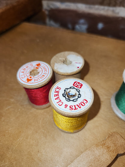 Vintage Sewing Jar Assemblage Wooden Thread Spools Scissors Wooden Clothespins Safety Pin vj12