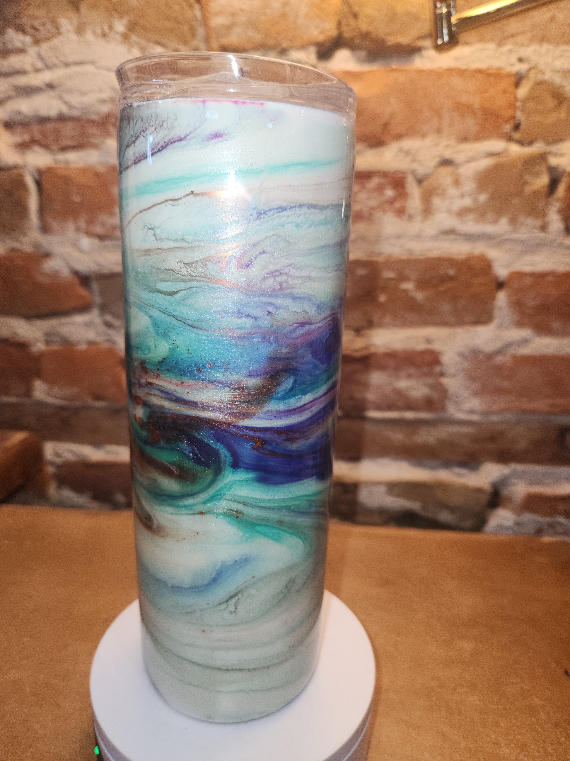 20 ounce stainless steel, Insulated, alcohol ink art Tumbler pink, teal, whute, purple, aqua AS IS CLEARANCE ai6