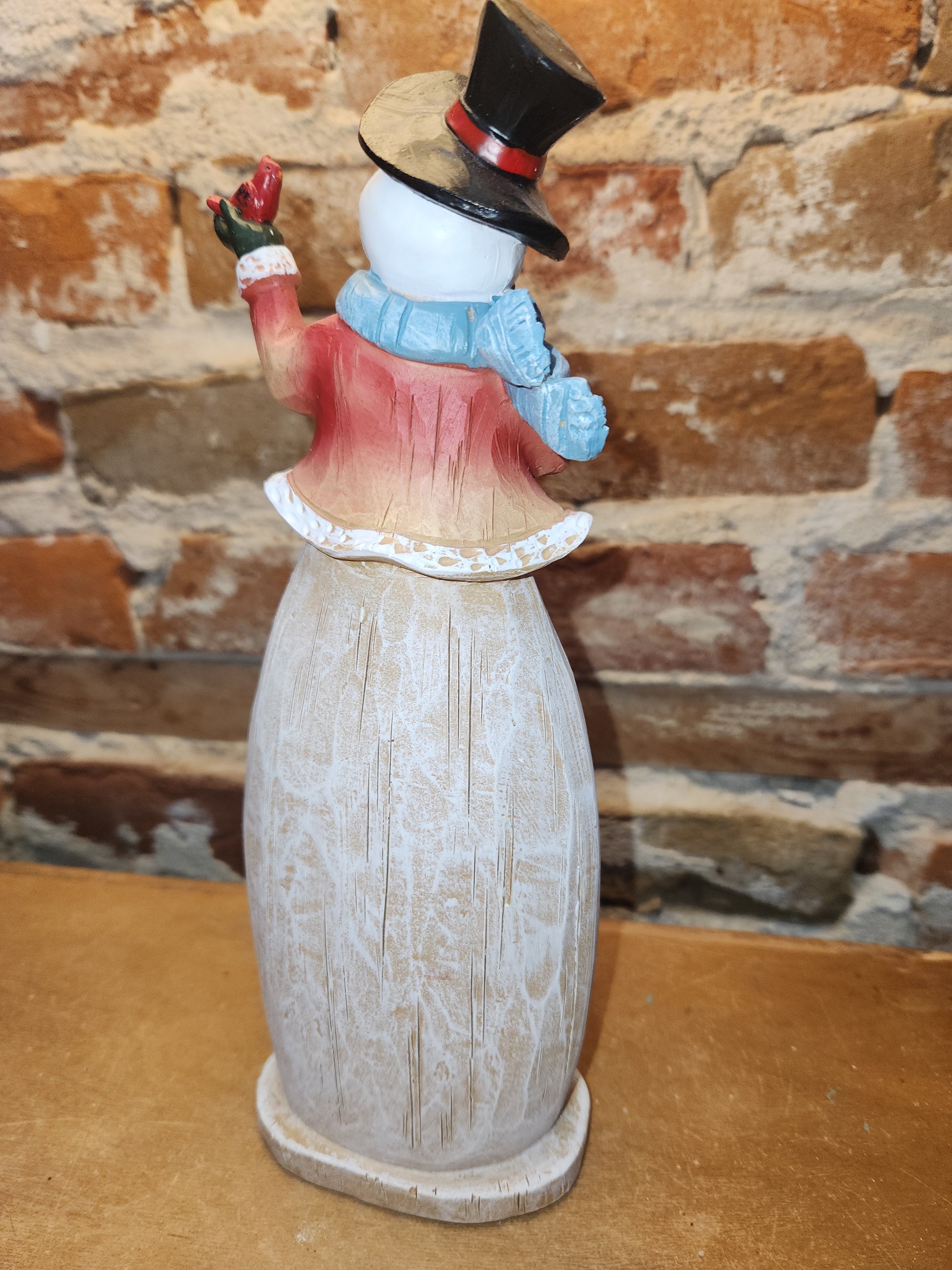 Snowman Figurine with Cardinals 10" tall sm6