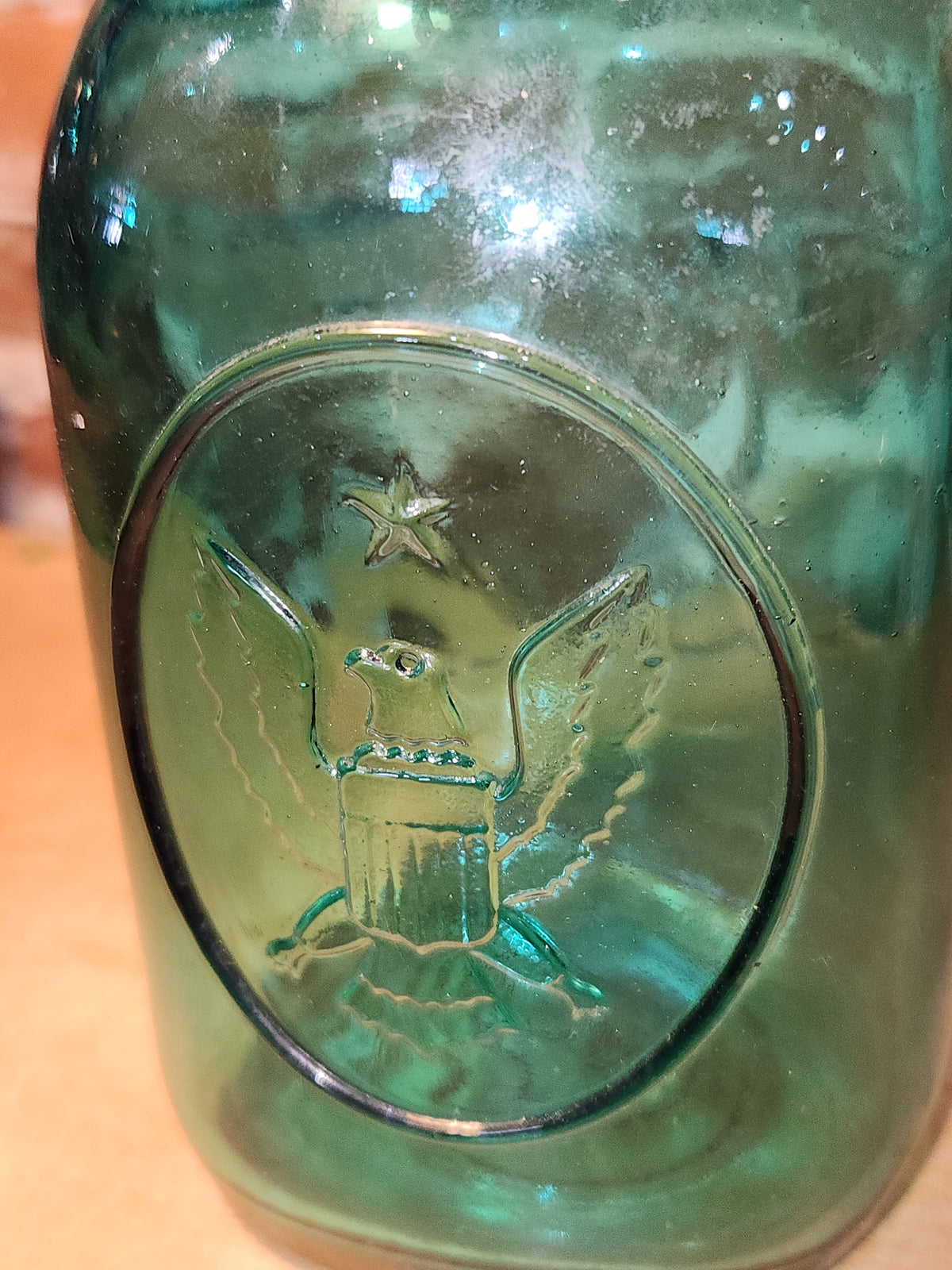 Vintage Ball Ideal Green Blue Teal Jar Bicentennial Eagle Wire Seal jar2