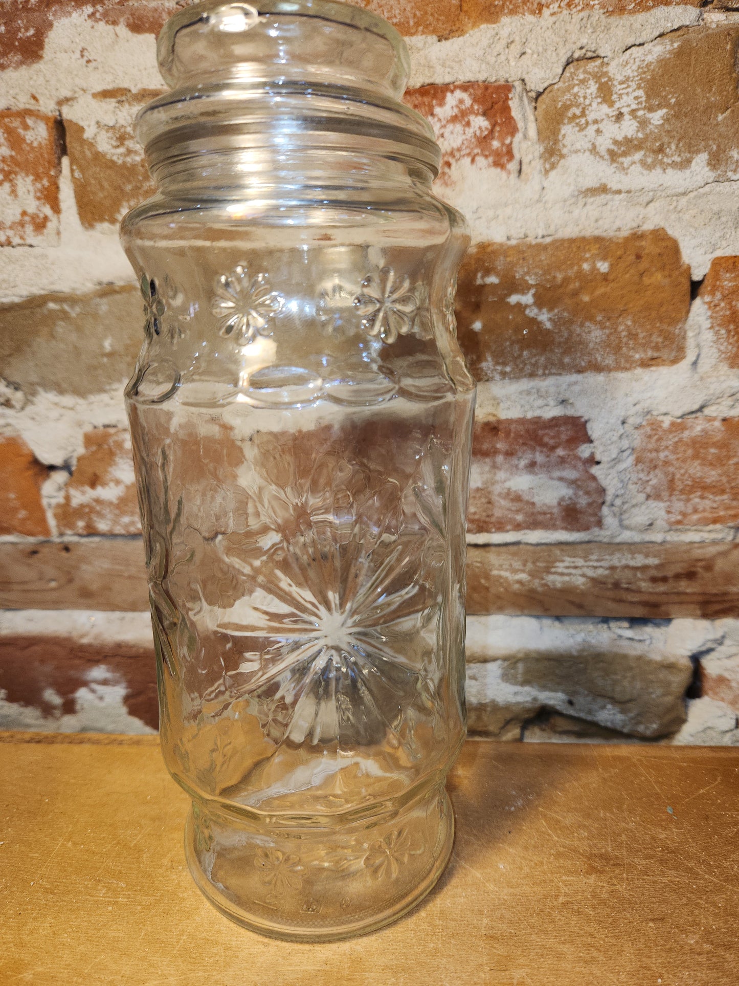 Vintage Anchor Hocking Planters Mr. Peanut Clear Glass Jar With Lid 1980s jr091