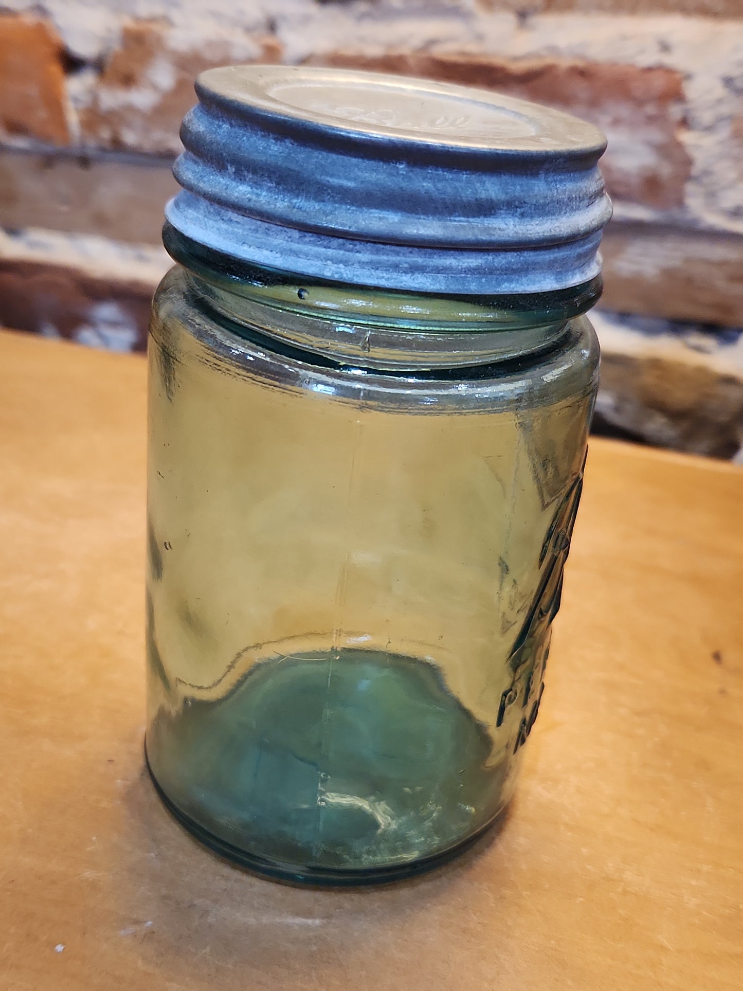 Vintage Ball Perfect Mason Glass Pint Jar #1 Aqua Blue Zinc Ball Lid bl1