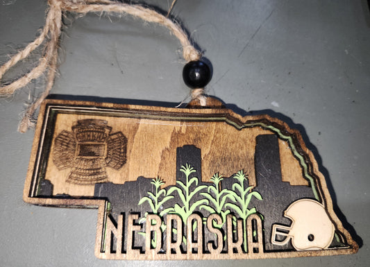 Layered Nebraska Ornament ne9
