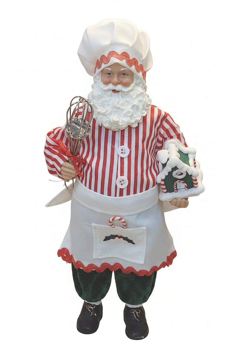 Ashland Christmas Collectible Baker Santa Figurine Gingerbread House Whisk candy Cane