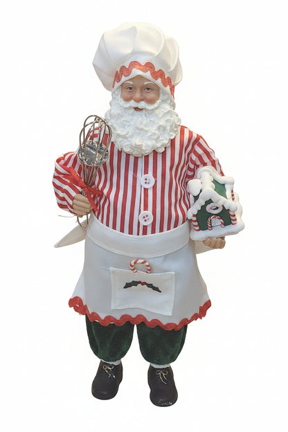 Ashland Christmas Collectible Baker Santa Figurine Gingerbread House Whisk candy Cane