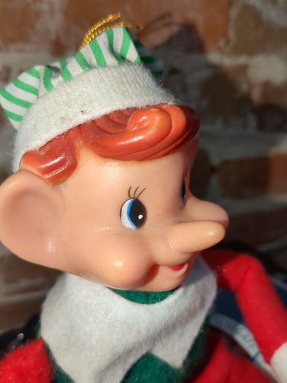 Vintage Sterling Pixie Elf shelf sitter glowing cheeks with tag p0201