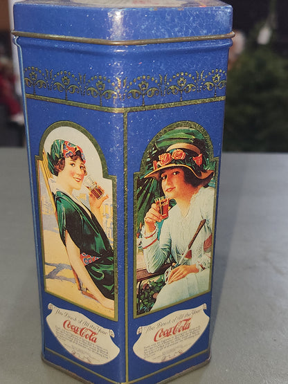 Vintage Tin Coca-Cola Blue The Drink of All the Year Coke Unique Shape cct87