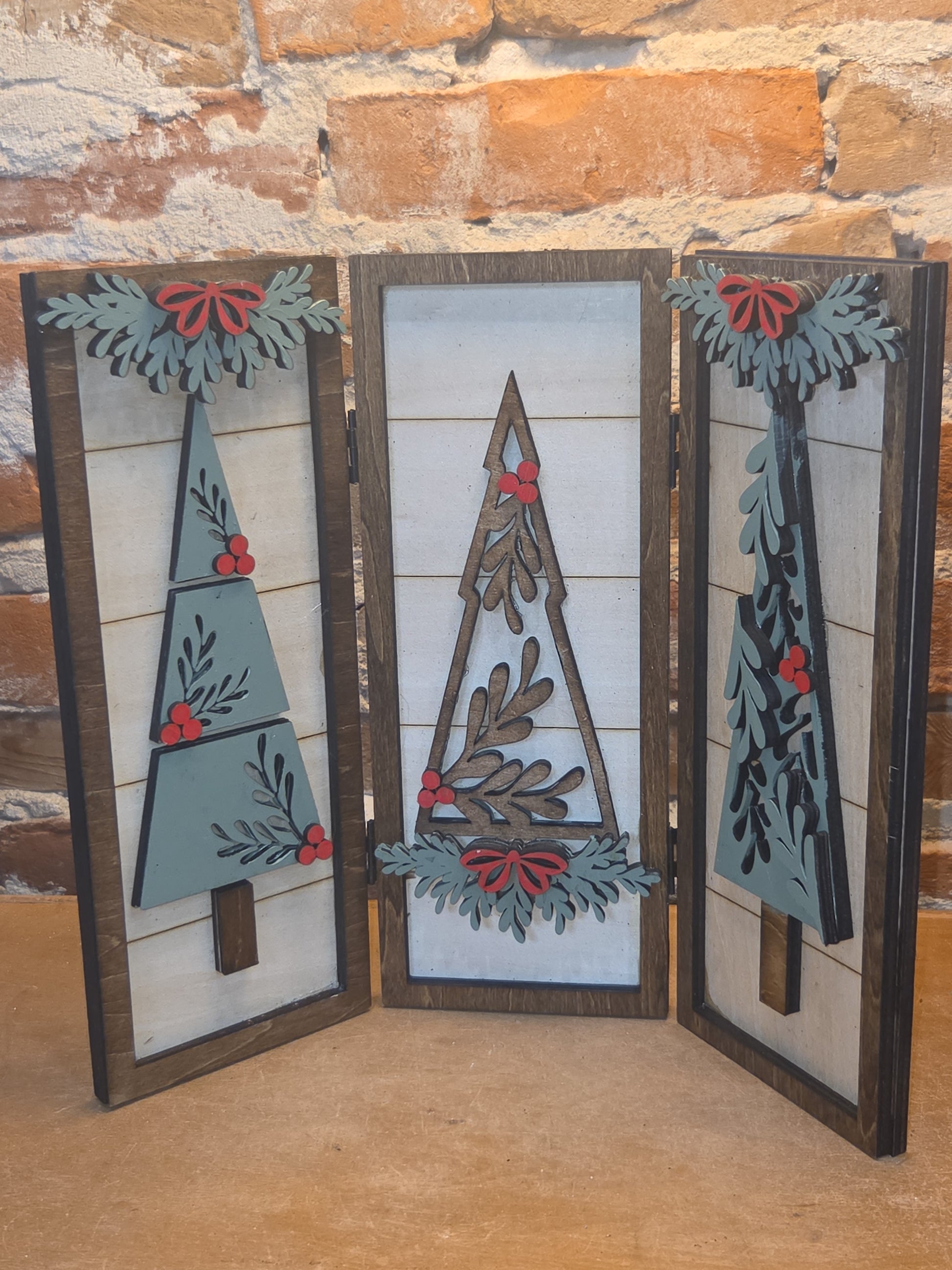 Trio Frame Decor Christmas Trees 10 1/2" tt74