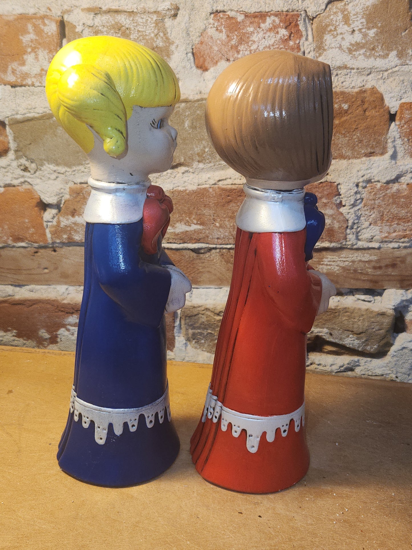 Vintage Ceramic Girl Carolers Christmas Set of 2 1970s