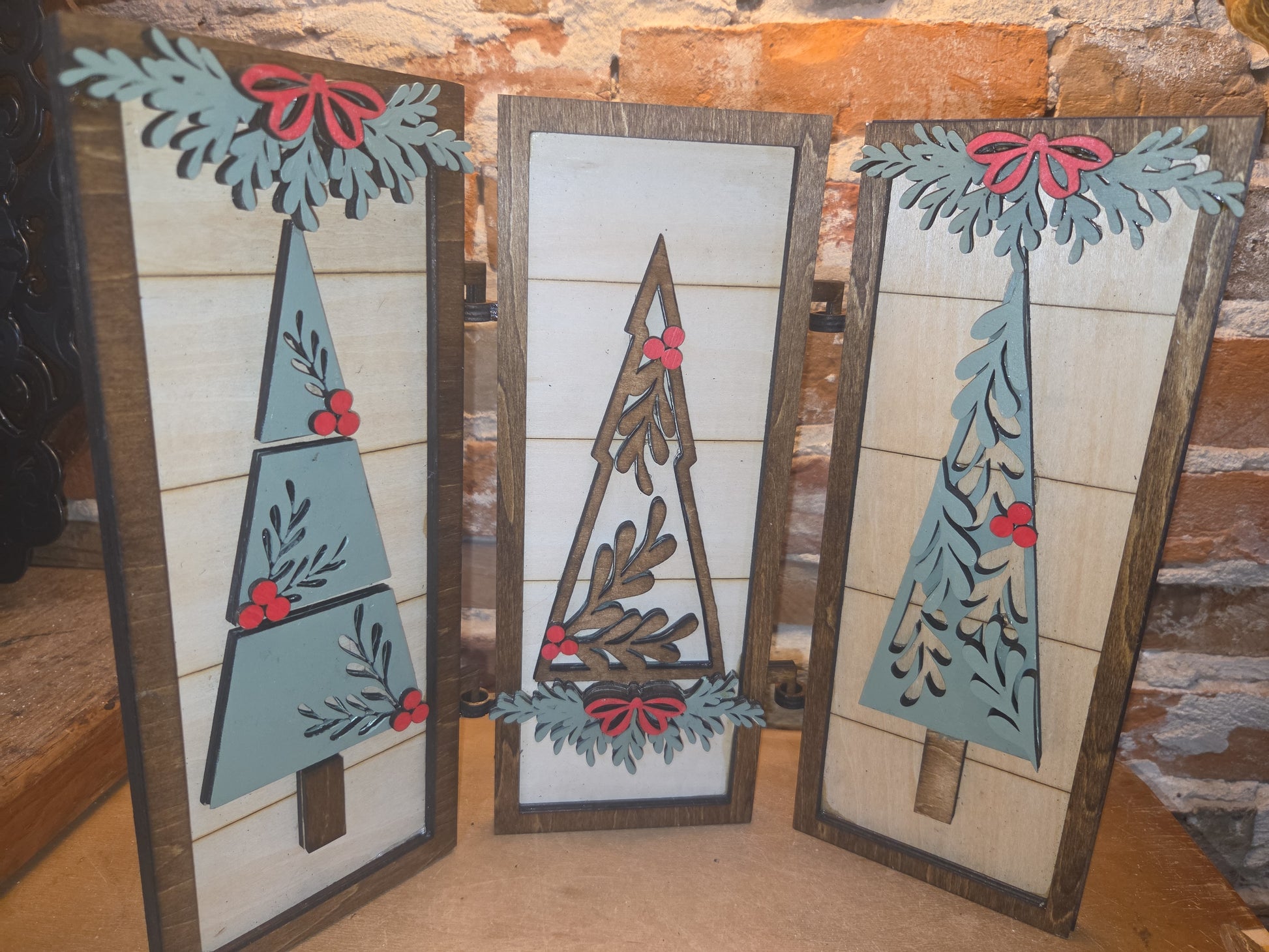Trio Frame Decor Christmas Trees 10 1/2" tt74