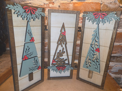 Trio Frame Decor Christmas Trees 10 1/2" tt74