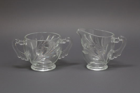 Vintage Indiana Glass Cream and Sugar Willow Pattern Set of 2 sbc2