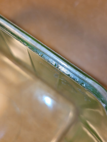 Vintage Uraniun Depression Glass Green Refrigerator Dish AS IS no lid flea bites ug86