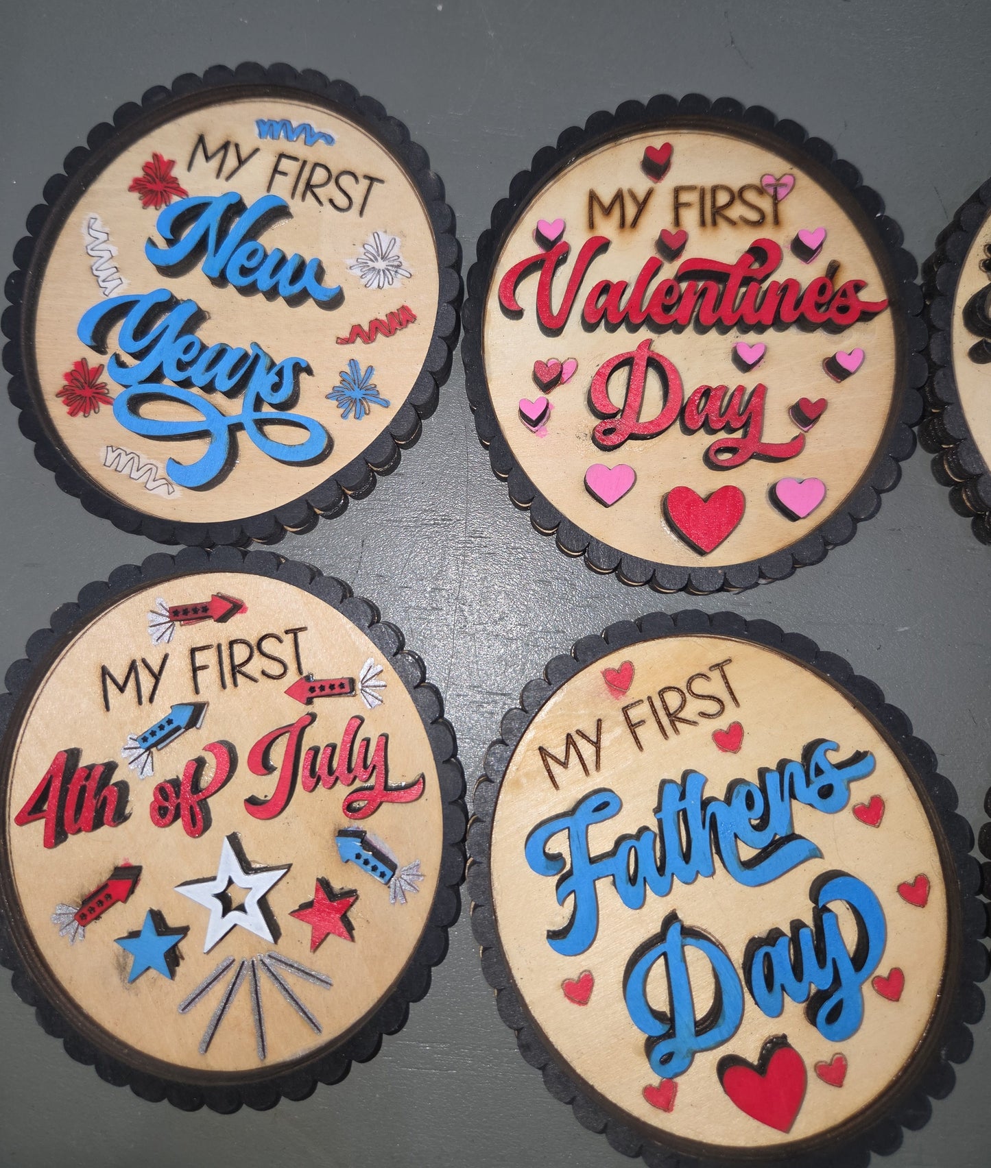 Baby's First Year Holiday Milestone Photo Prop Set of 10 Wooden bp2