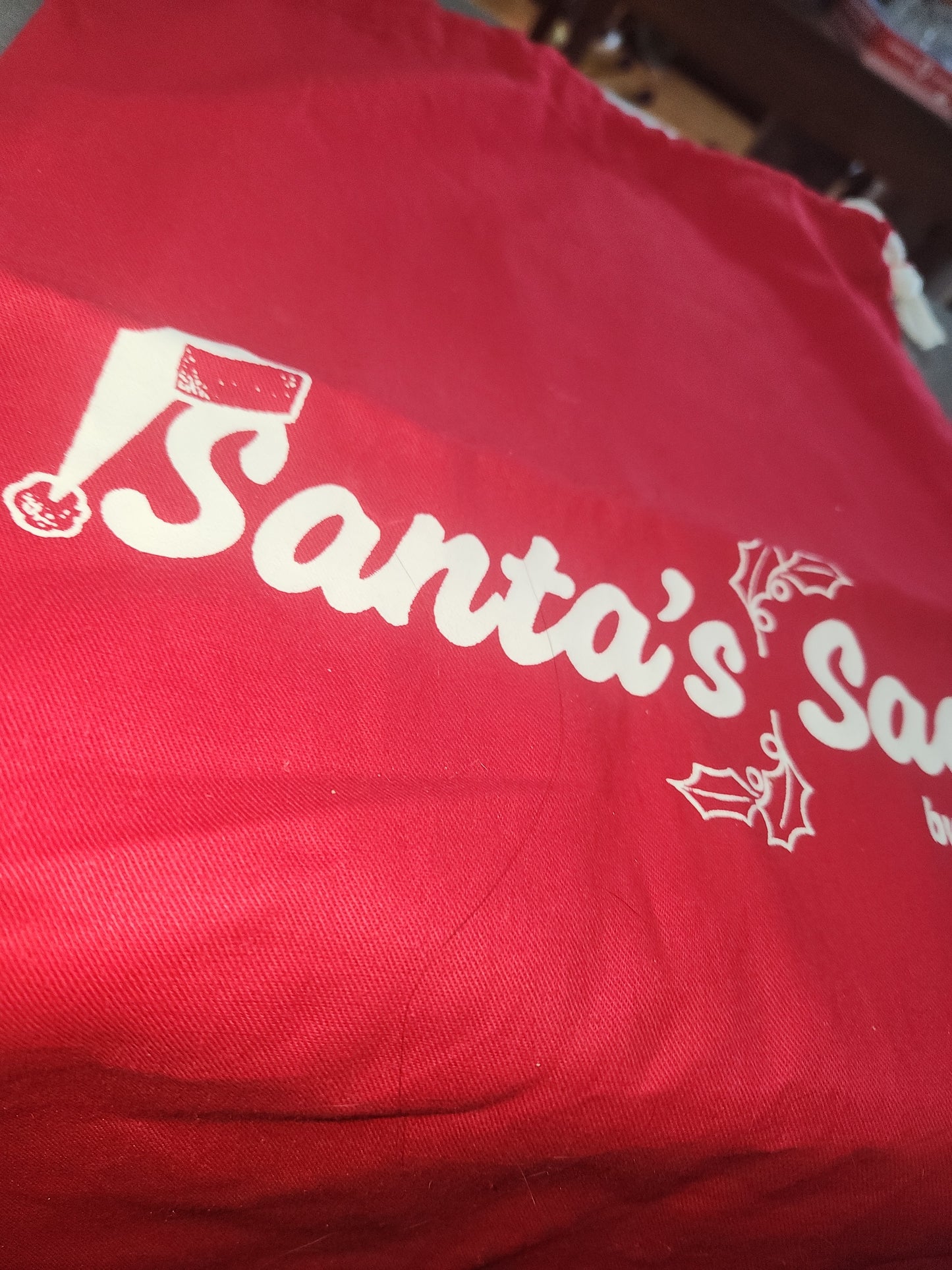 Vintage Christmas Avon Santa's Sack Gift Toy Bag Red Drawstring CLEARANCE 19" x 14" av12