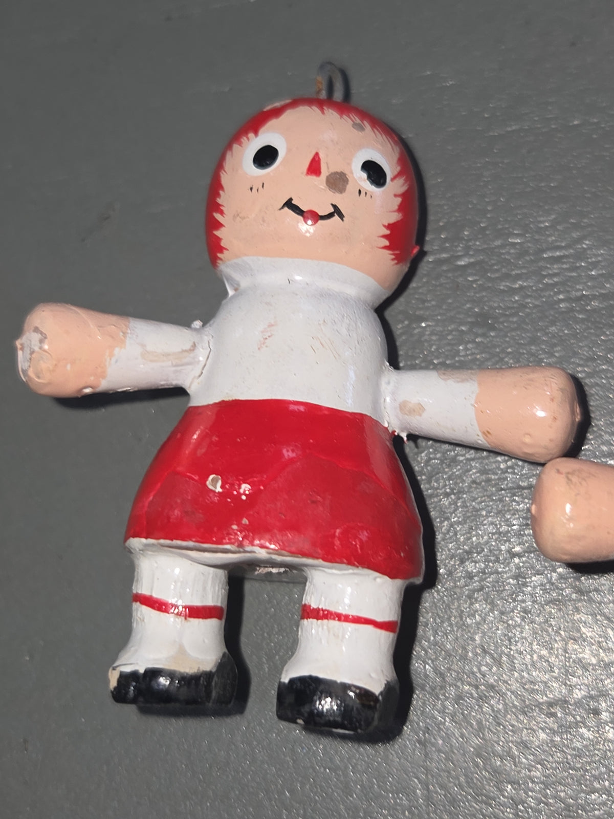 Vintage Wooden Ornaments Ragedy Ann and Ragedy Andy Set of 2 MCM Kitchy
