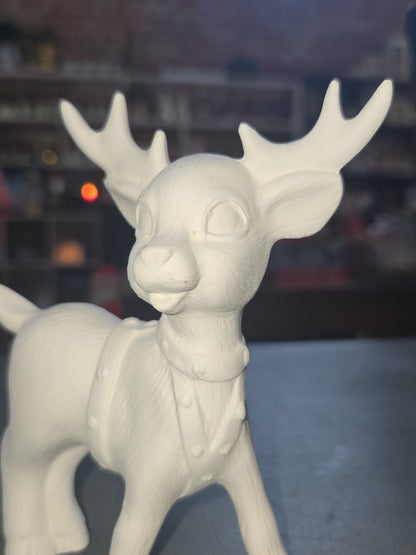 Unpainted Ceramic Softy Reindeer DIY Ready to Paint Set of Seven 4" to 5" tall