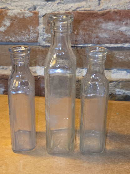 Vintage Medicine Bottles Clear Glass Illinois Glass Company Set of 3 vmb09