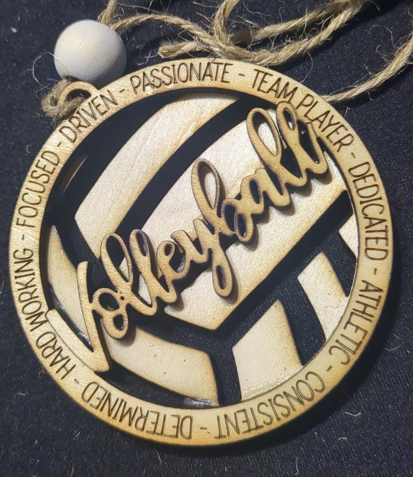 Wooden Volleyball Car Charm for Rear-view Mirror Ornament wo8