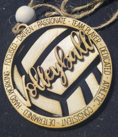 Wooden Volleyball Car Charm for Rear-view Mirror Ornament wo8