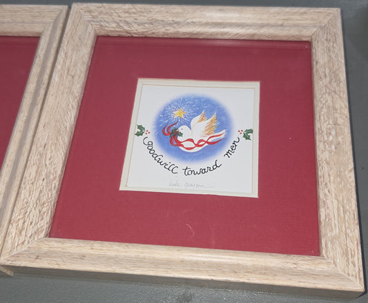Small Framed Art Linda Grayson Printwick Papers Rejoice Angel and Dove Set of 2 fa5