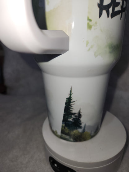 40 Oz Insulated Stainless Steel. Travel Tumbler says, "Eat Sleep Golf Repeat" tgo4