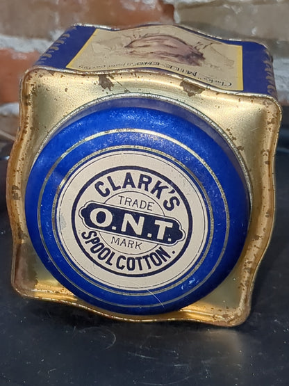 Vintage Bristol Ware Clark's Trade O.N.T. Spool Cotton Tin tin995