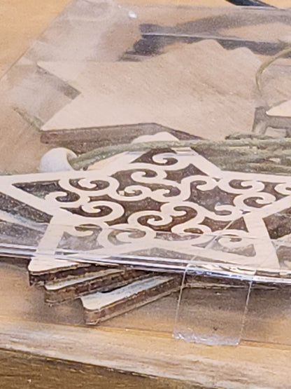 Wooden Star Ornament Set Of 12 CLEARANCE wo78