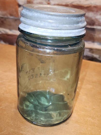 Vintage Ball Perfect Mason Glass Pint Jar #1 Aqua Blue Zinc Ball Lid bl1