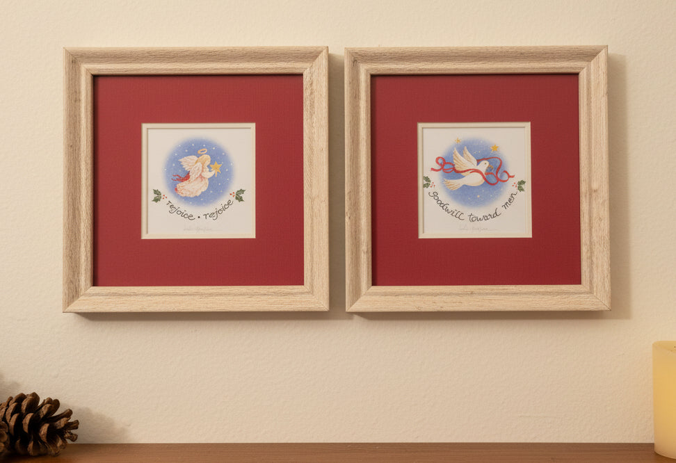 Small Framed Art Linda Grayson Printwick Papers Rejoice Angel and Dove Set of 2 fa5