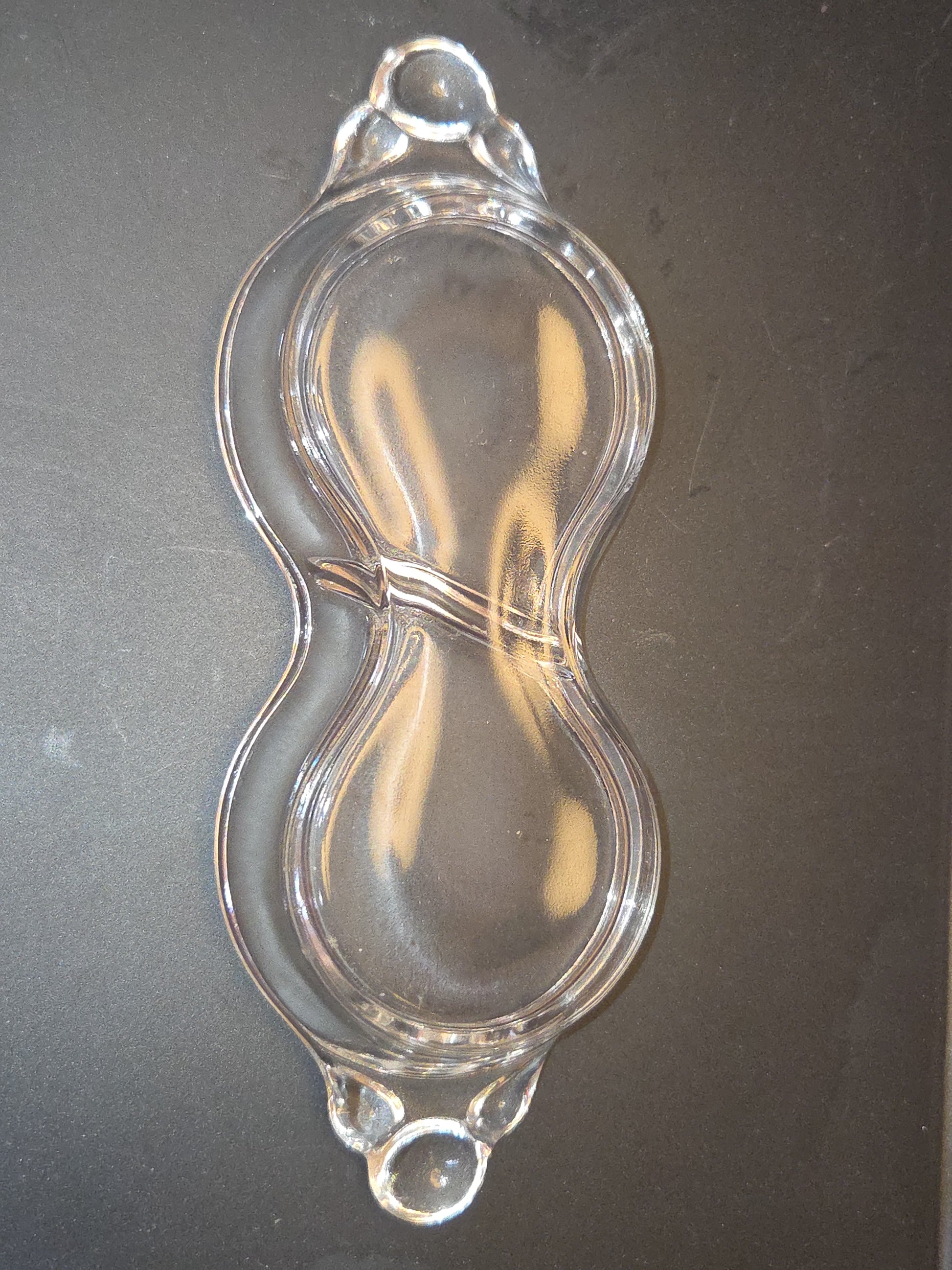 VIntage Glass Oval Divided Pickle Relish Tray Tidbit trinket Figure 8 Design gl7