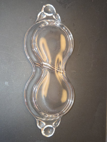 VIntage Glass Oval Divided Pickle Relish Tray Tidbit trinket Figure 8 Design gl7