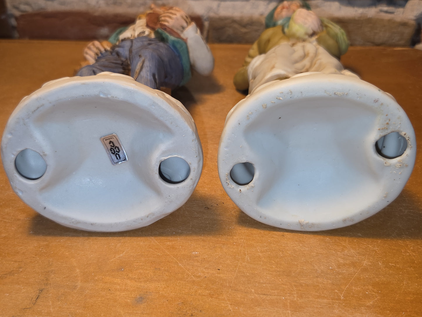 Vintage UCGC Bisque Porcelain Old Man & Old Woman Figurine Taiwain Cabbage 2fi