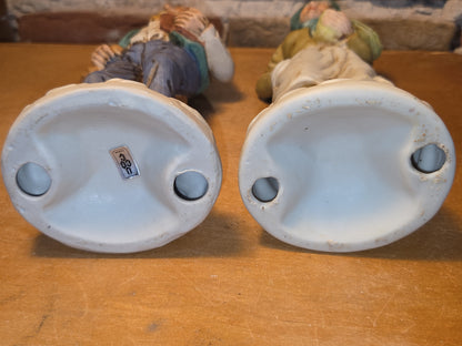Vintage UCGC Bisque Porcelain Old Man & Old Woman Figurine Taiwain Cabbage 2fi