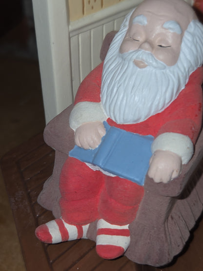 Vintage Ceramic Christmas Eve Elves Decorating Tree Santa Sleeping made from Scioto Molds 1983 AS IS No Music Box