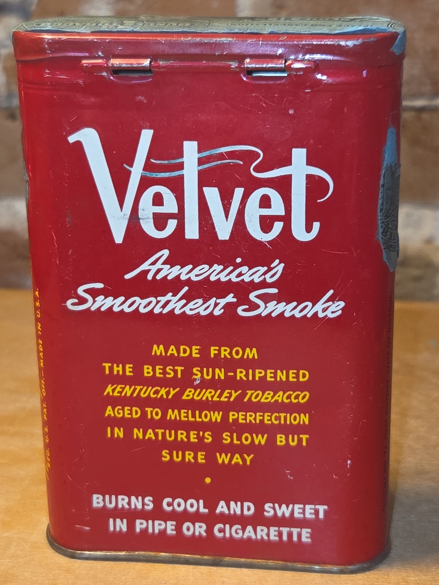 Vintage Tobacco Tin Velvet Pipe and Cigarette Ligget & Myers EMPTY tin712