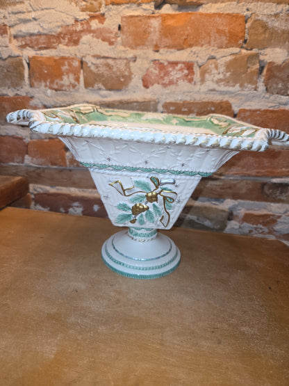 Vintage Claire Burke 2001 Holiday Collection Ceramic Pedestal AND Embossed Candy Dish
