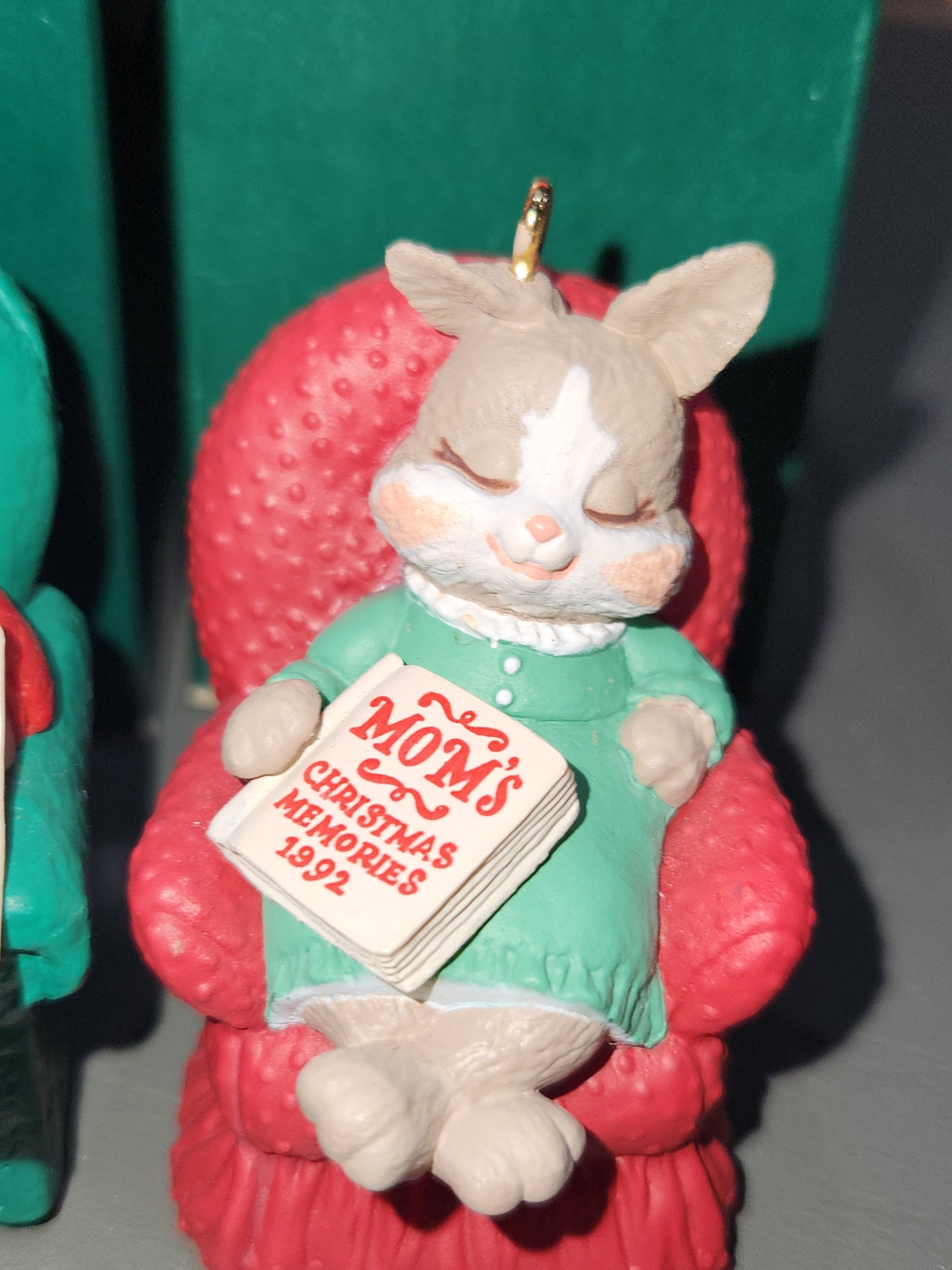 Vintage Hallmark Keepsake Ornaments Mom & Dad Rabbit Handcrafted 1992 Set of 2