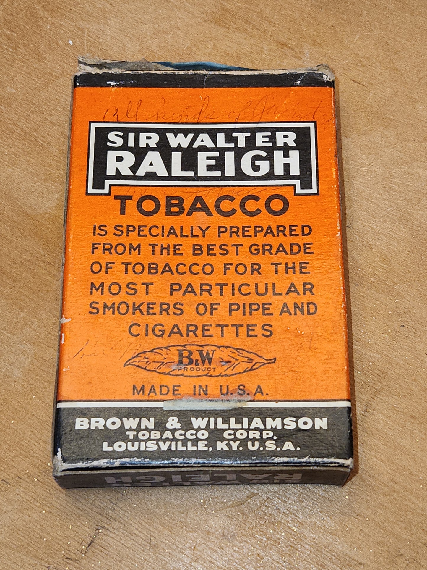 Vintage SIR Walter Raleigh Tobacco Packet Box Pack Pipe and Cigarettes Brown & Williamson Kentucky cig1