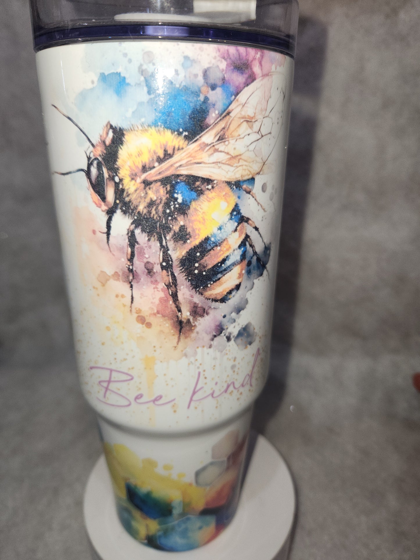 30 Oz Stainless Steel Insulated Tumbler says, "Bee Sweet, Bee Kind, Bee Happy" tbee1