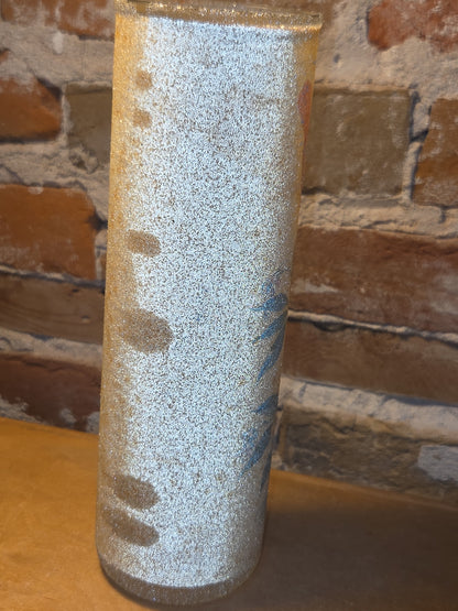 Vintage Sugar Frosted Pillar Glass Candle Holder Cardinal AS IS