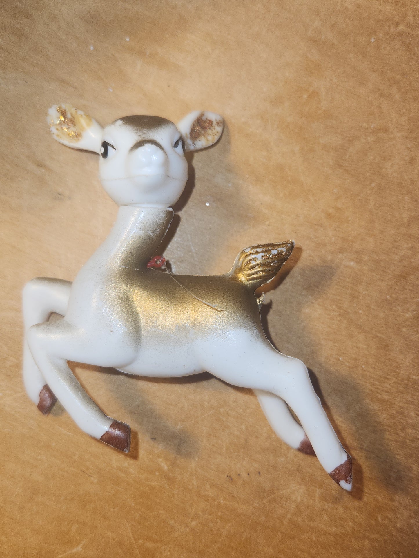 Assemblage with Vintage Hong Kong Reindeer Gold Paper Mache Sleigh Santa as7