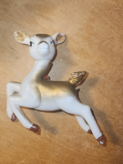 Assemblage with Vintage Hong Kong Reindeer Gold Paper Mache Sleigh Santa as7