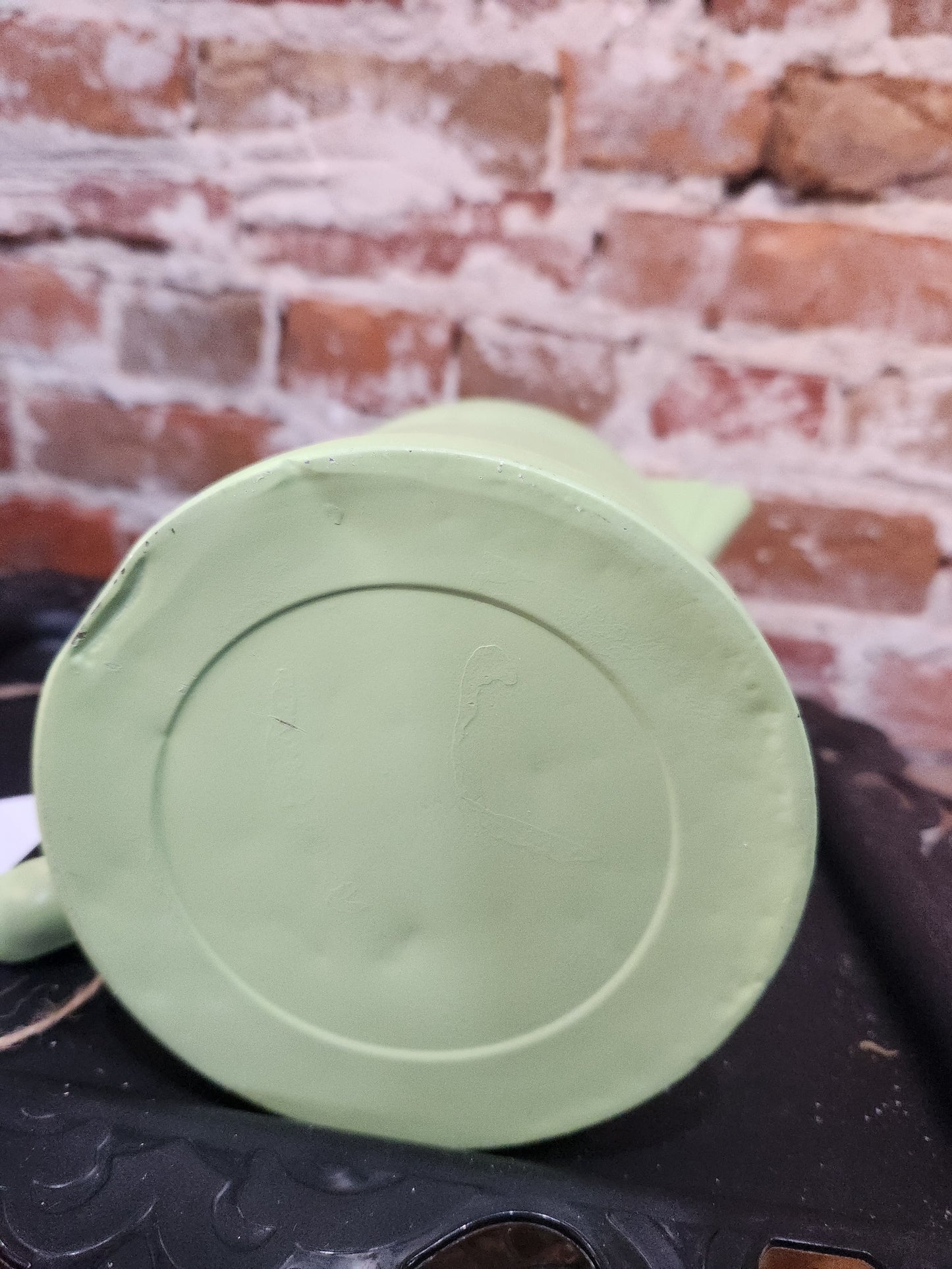 Vintage Green Aluminum Coffee Pot with a Bunny NO LID