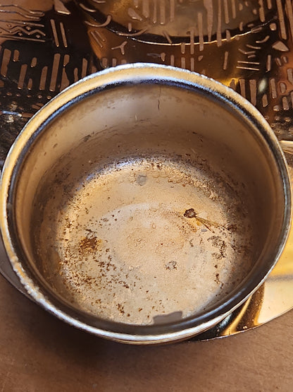 Vintage Gold Plated Brass Candle Holder Nativity Wisemen in Orginal Box No Makers Name Seen N65