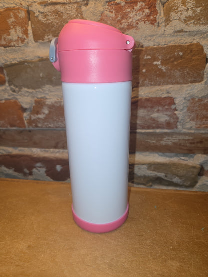 Custom Order Kid's 12 oz Tumbler Sippy Cup with Pink Flip Top Lid