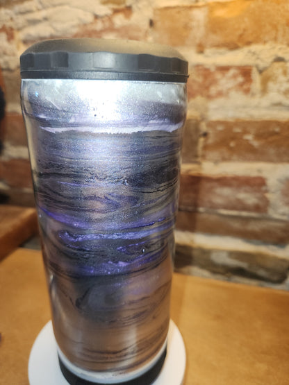 17 Oz Stainless Steel Insulated Tumbler with can cooler Top & Tumbler Top Silver Purple With Black, Rechargeable, Removeable Speaker sp10