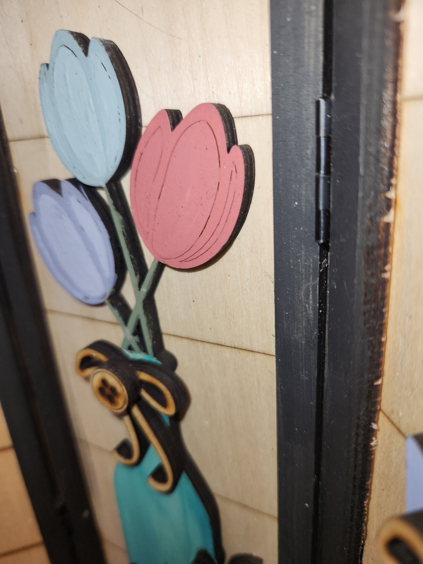Trio Frame Decor Spring Bird Umbrella Tulips 10 1/2" tt71